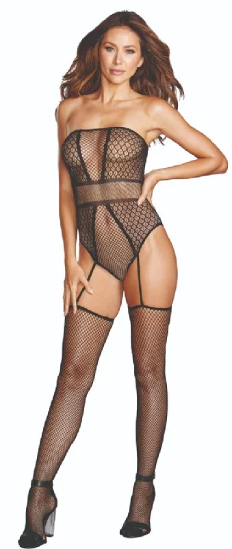 Reinforced - toe stockings for durabilityElegant Strapless Fishnet Bodystocking