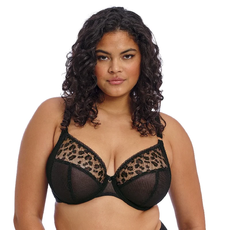 Women's Sports Lingerie for Active WearELOMI NAMRAH PLUNGE: BLACK LEOPARD