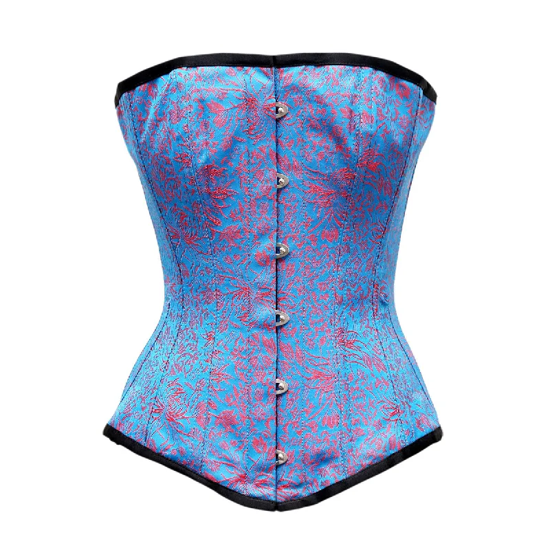 Black bustiers for a classic and versatile lookMaisi Red Turquoise Brocade Overbust Corset
