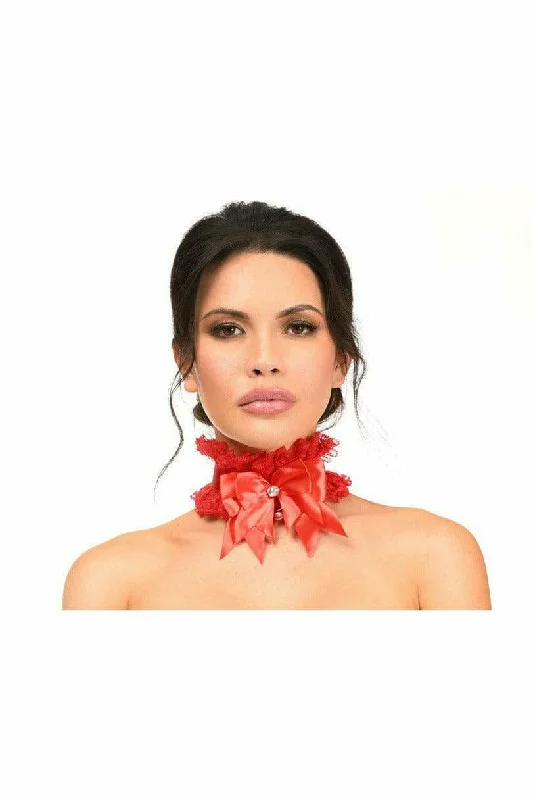 Plus Size Women's Cosplay LingerieSexy Red Lace Costume Choker