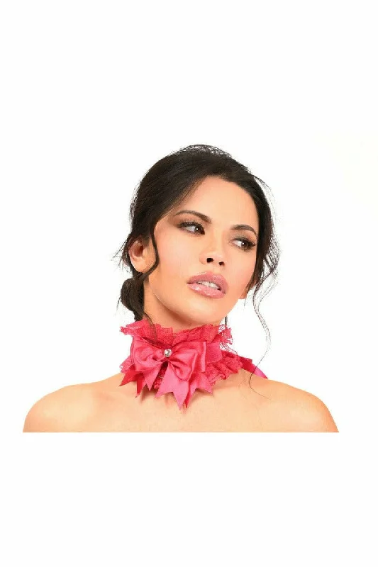 Cute Maid Cosplay Lingerie for WomenSexy Fuchsia Lace Costume Choker