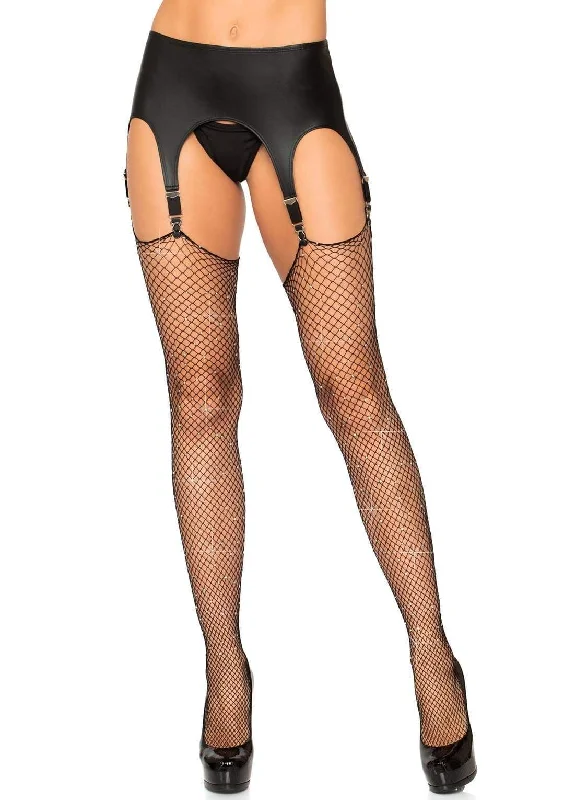 Halloween - themed stockings for a spooky costumeRhinestone Fishnet Stockings - One Size - Black