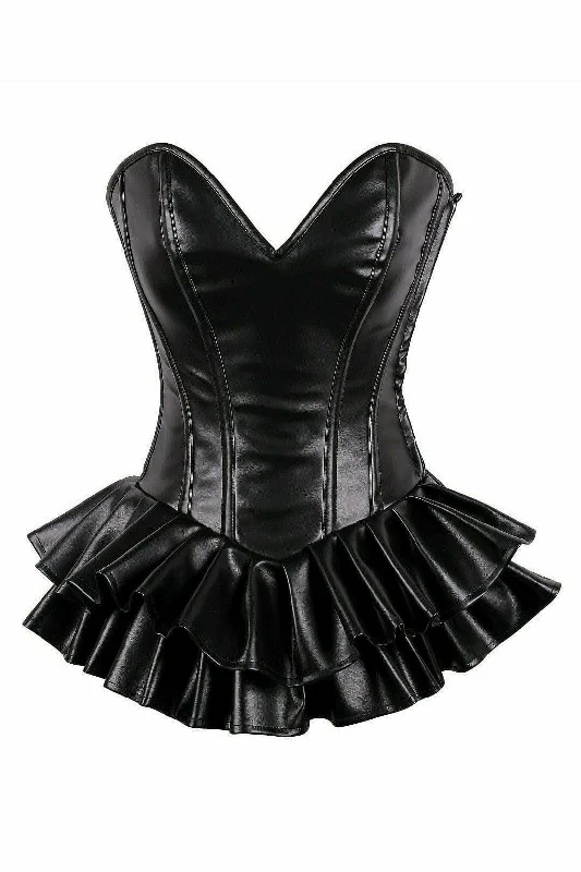 Sexy Christmas dresses for a festive occasionDeluxe Black Faux Leather Steel Boned Mini Corset Dress