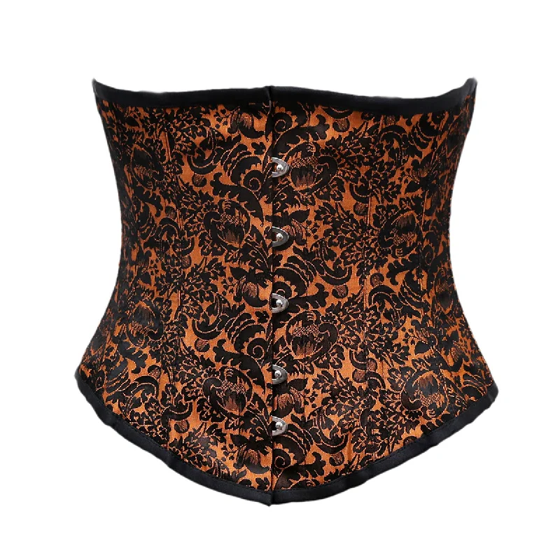 Gothic - inspired bustiers featuring dark colors and studsLassal Orange Black Brocade Underbust Corset