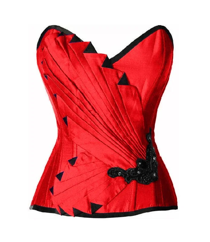 Lace - covered corsets for a feminine touchGotrezka Red Satin/Taffeta Embroidered Overbust Corset