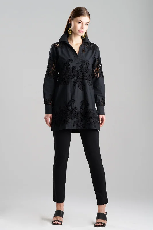 Women's High Waist Lingerie Bodysuits Madeira Cutwork Embroidered Tunic Shirt