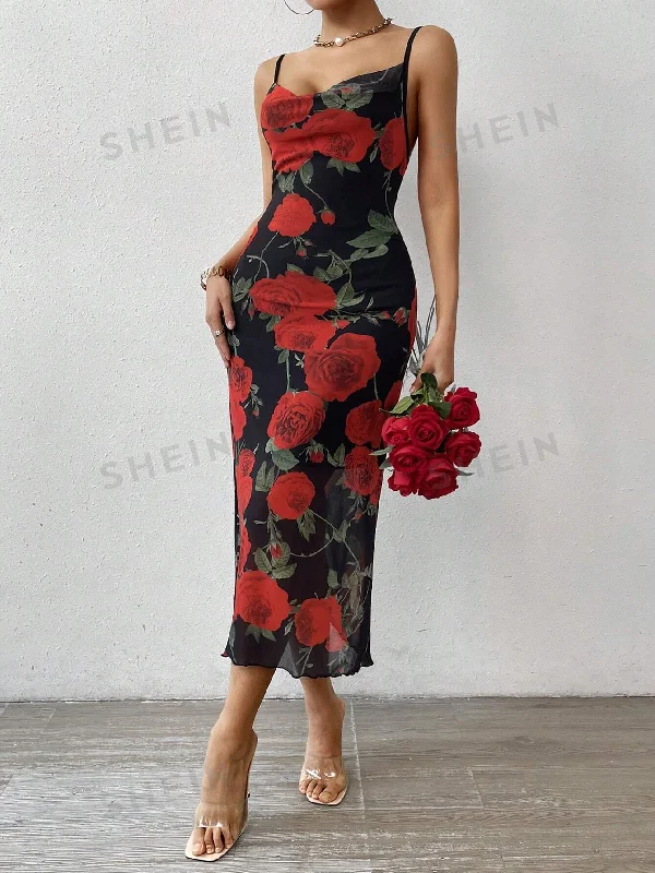 White sexy dresses for a pure and innocent charmPrivé Ladies' Floral Printed Spaghetti Strap Dress