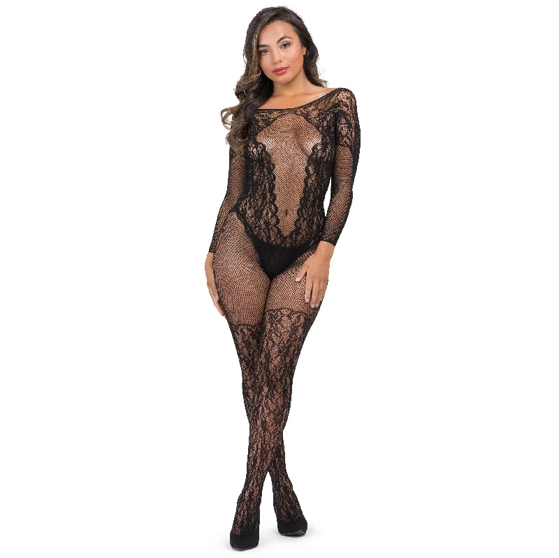 Seamed stockings for a vintage lookFifty Shades of Grey Captivate Lace Spanking Bodystocking - One Size - Black