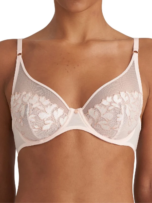 Elegant French Lace Lingerie for Women Leda Underwired Bra - Glossy Pink