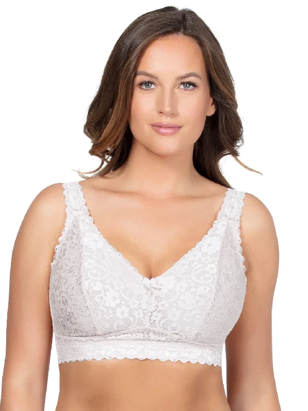 Women's striped brasAdriana Lace Bralette - Pearl White