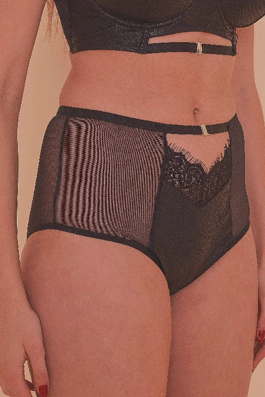 Women's strapless bras with silicone gripAerona Black Lace and Leatherette High Waist Brief Women's strapless bras with silicone gripAerona Black Lace and Leatherette High Waist Brief