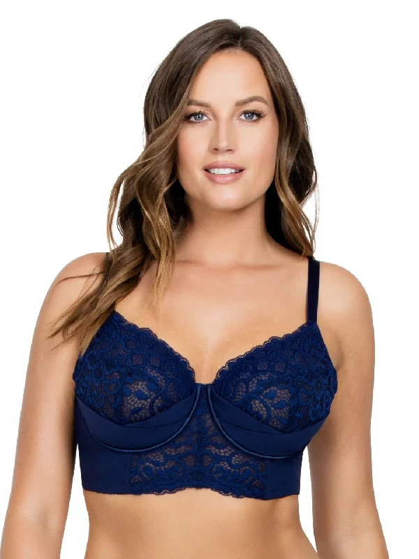 Women's bralettes with a soft, seamless styleCora Unlined Longline Bra - Navy Blue - P5632 Women's bralettes with a soft, seamless styleCora Unlined Longline Bra - Navy Blue - P5632