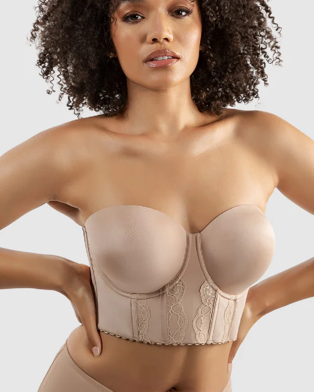 Women's pastel - colored bras for a soft lookElissa Seamless Padded Longline Strapless Bra- European Nude-P50116