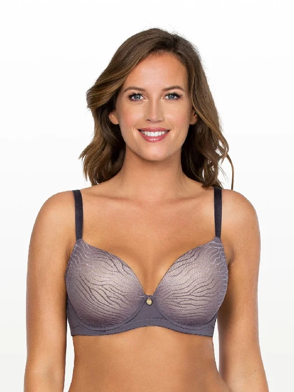 Women's bras with a seamless constructionEllie Contour Plunge Bra - Pewter w European Nude - P5081