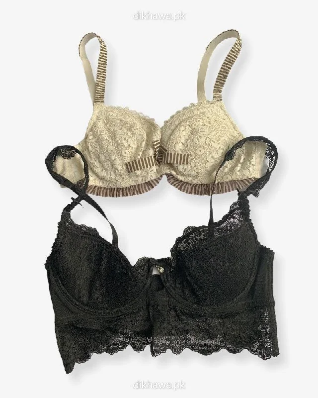Women's convertible bras with multiple strap optionsImported Stocklot Branded  Net Pushup Bra - Underwired Bra  -  Non Padded Bra - Pack of 2