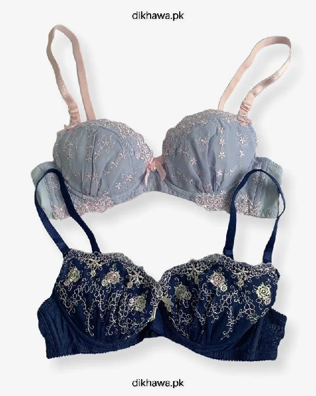 Women's bras with moisture - wicking propertiesImported Stocklot Branded  Net Pushup Bra - Underwired Bra  -  Non Padded Bra - Pack of 2