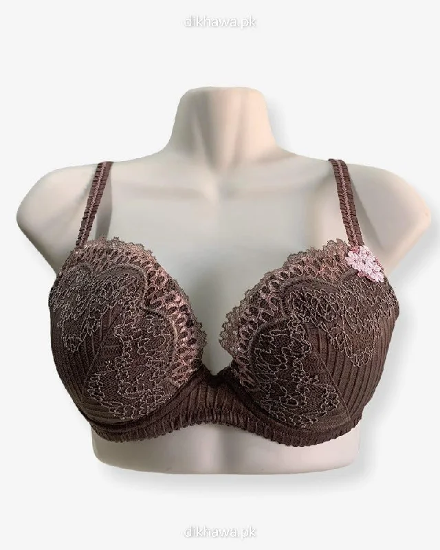 Women's black bras for a classic lookImported Stocklot Branded  Net Pushup Bra - Underwired Bra  -Non Padded Bra - Pack of 2