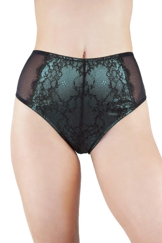 Women's white bras for a clean appearanceIrena Teal Satin & Lace High Waist Brief