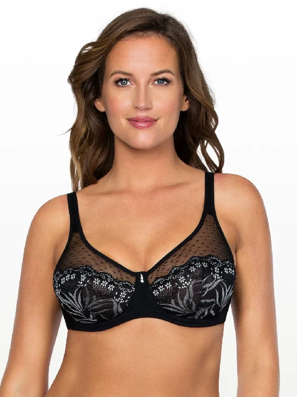 Women's animal - print brasMarrianne Unlined Wire Bra - Black w Silver - P5152