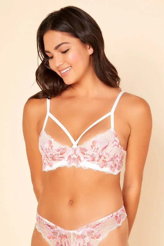 Women's balconette bras with lace trimMezza Coppa Con Ferretto E Spalline