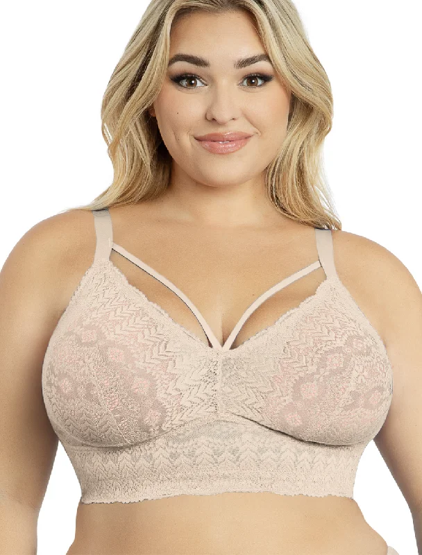 Women's red bras for a bold statementParfait Mia Lace Dot Bra Wirefree Padded Mesh Bralette, Bare | Beige Lace Bralette Bra | Lace Longline Bras