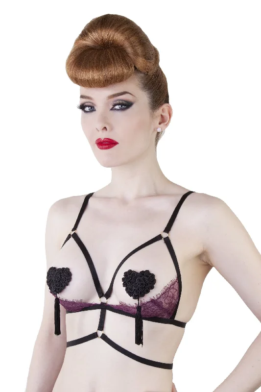 Women's bras with anti - odor technologyVenus Wine Lace Open Bra