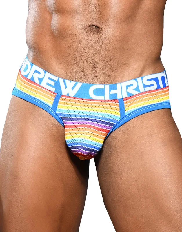 Bra with a wire - free construction for a softer feel​ Andrew Christian Sunset Stripe Mesh Brief w/ Almost Naked 92061