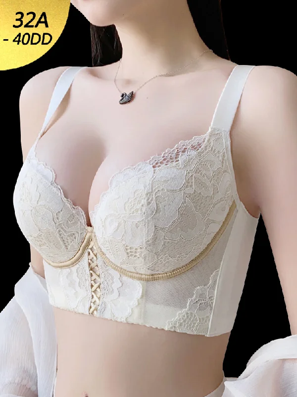 Sleep bras for a gentle and supportive fit during rest​ Elegant Lace Side Support Underwire Beauty Bra