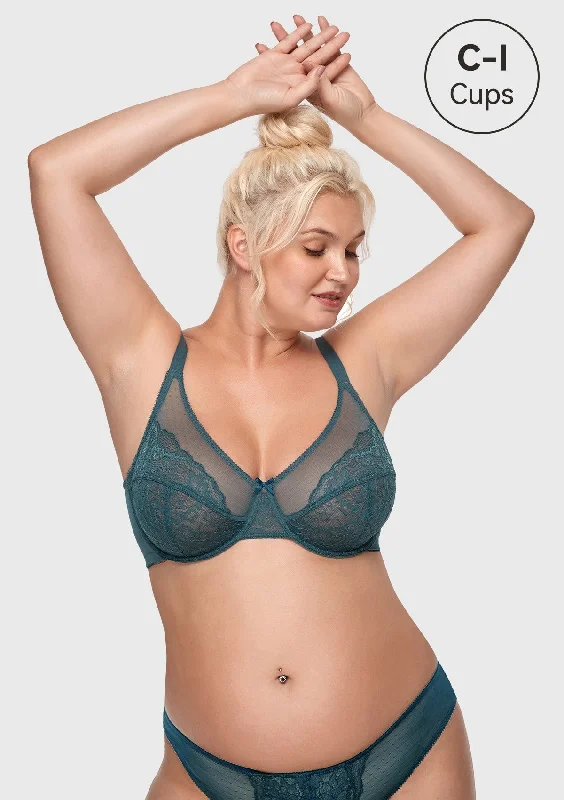 Bralettes for a trendy and comfortable alternative​ Enchante Lace Blue Unlined Underwire Bra
