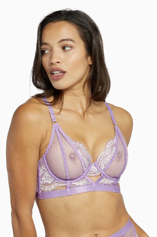 Bra with a matte finish for a more subdued appearance​ Fenella Lace and Net Longline Bra