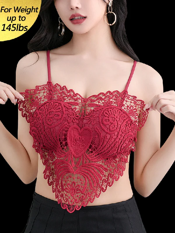 Bra with a contoured cup for a natural - looking shape​ Heart-shaped Embroidered Slim-fitting Hollow Tank Top Bra