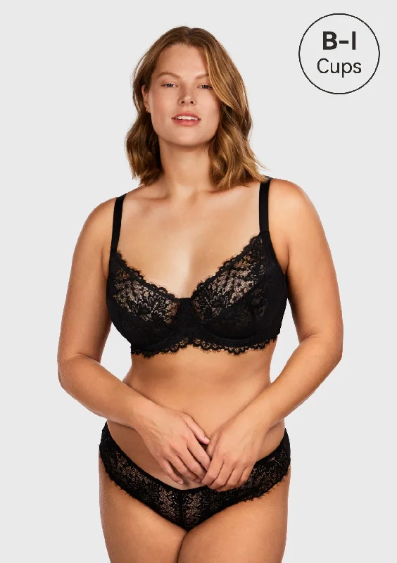 Bra with a hypoallergenic lining for sensitive skin​ HSIA Black Sunflower Underwire Lace Bra