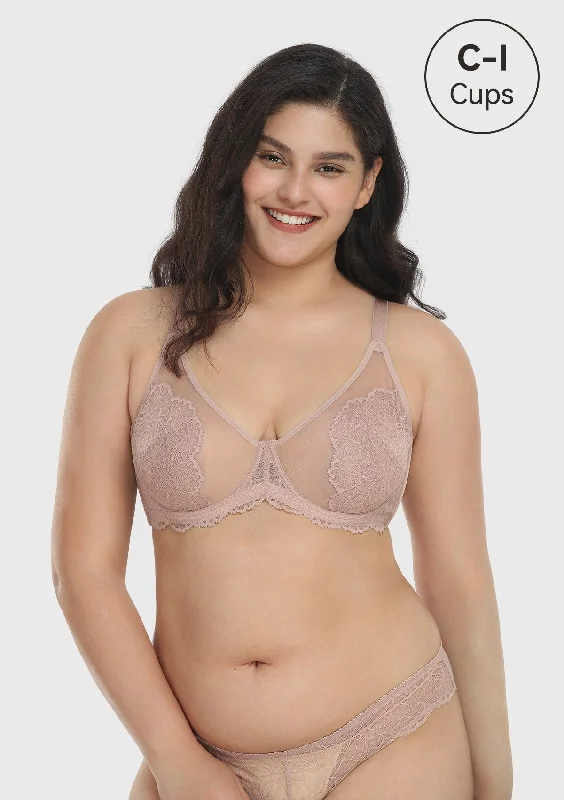 Bra with a memory foam cup for a customized fit​ Blossom Unlined Underwire Lace Bra