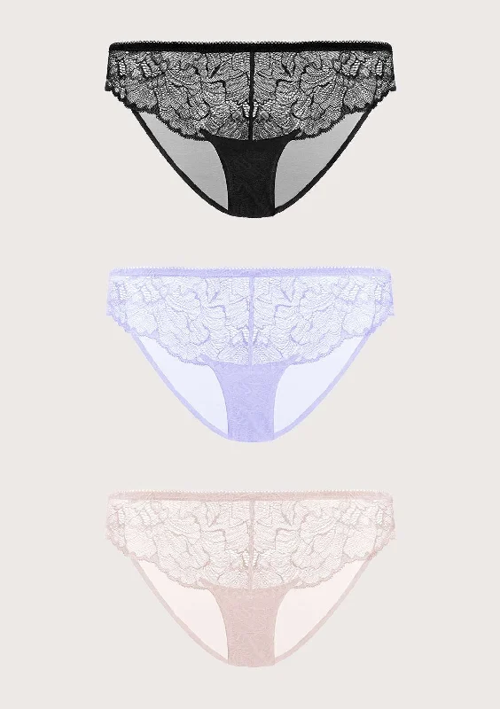 Bra with a quick - drying lining for convenience​ HSIA Blossom Lace Bikini Underwears 3 Pack