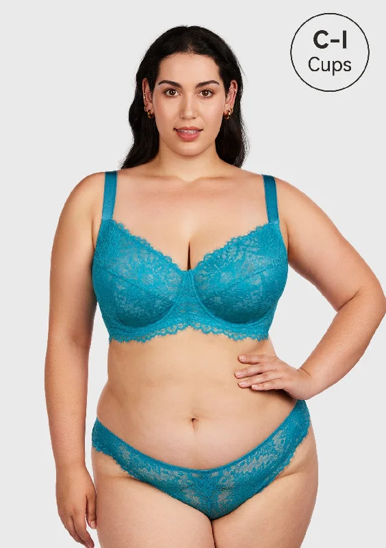 Padded bras to increase cup size and enhance shape​ HSIA Horizon Blue Sunflower Underwire Lace Bra