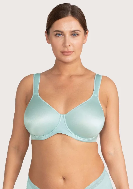 Bra with a moisture - wicking memory foam cup for sweaty conditions​ HSIA Blue Unlined Full Coverage Minimizer Bra