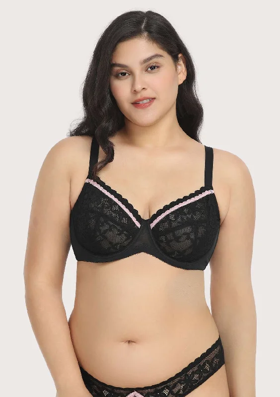 Bra with a wire - free band for a more comfortable underbust area​ Jessamine Contrast Color Lace Underwire Bra