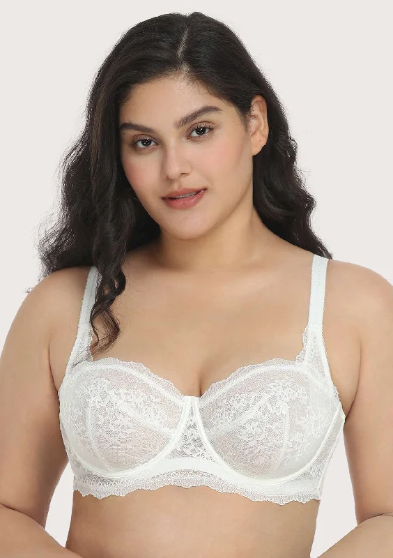 Back - closure bras with traditional hook - and - eye fastenings​ I Do Floral Lace Unlined Balconette Bra