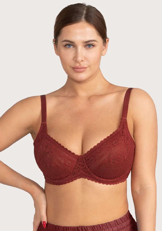 Bra with a seamless back for a smooth look under clothes​ HSIA Leaf Flower Lace Unlined Bra