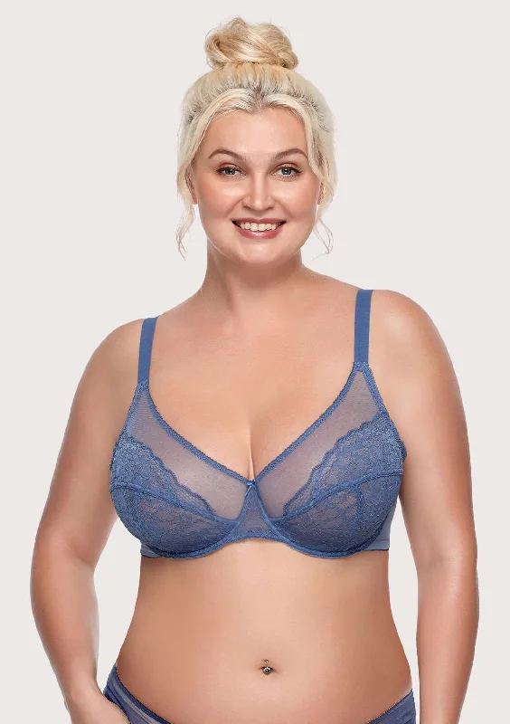 Bra with moisture - wicking lining for sweaty situations​ Enchante Classic Blue Lace Underwire Bra