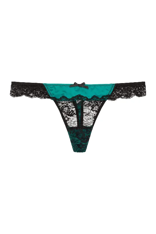 Bra with a lace - trim for an elegant and delicate touch​ Kate Teal Satin Thong