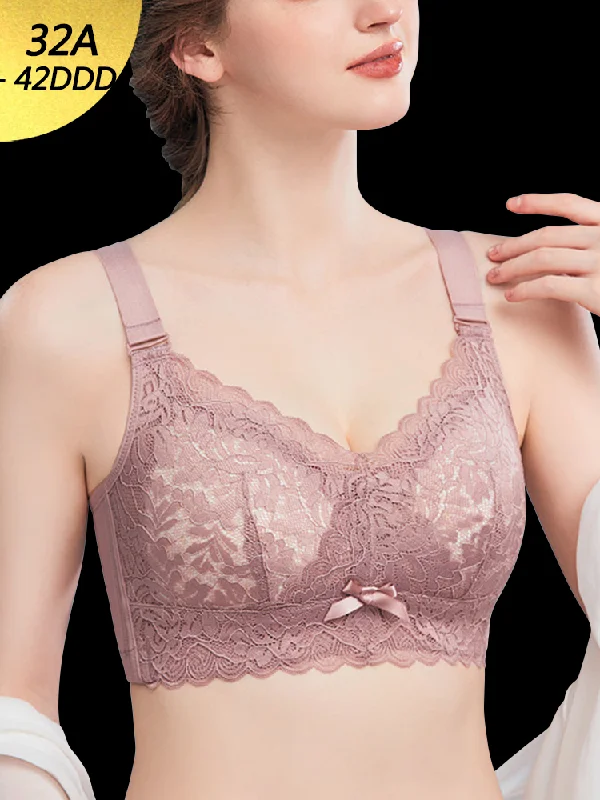Bra with side - support panels to prevent spillage​ Lace Breathable Wirefree Minimizer Bra
