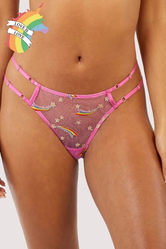 Bra with a built - in underwire for enhanced support​ Coccinelle Rainbow Shooting Star Pride Embroidery Thong