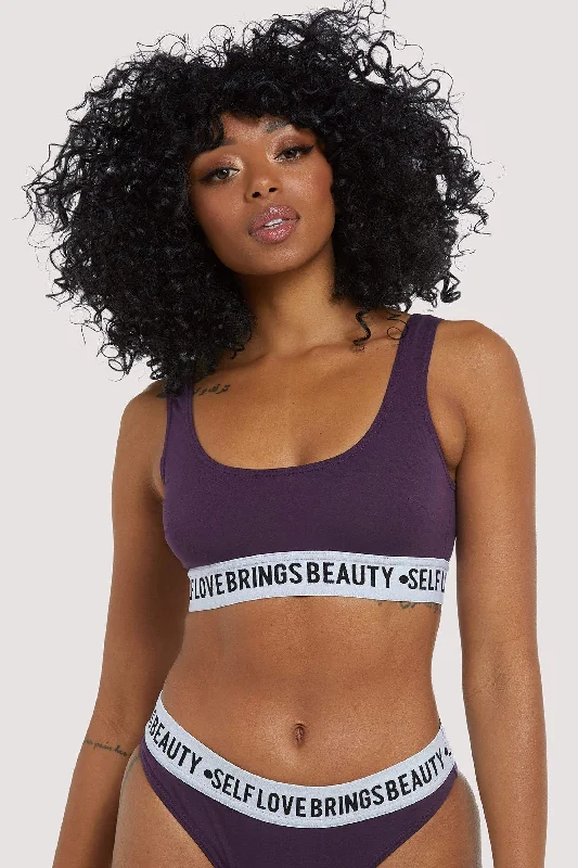 Front - closure bras for easy on and off​ Self Love Purple Crop top
