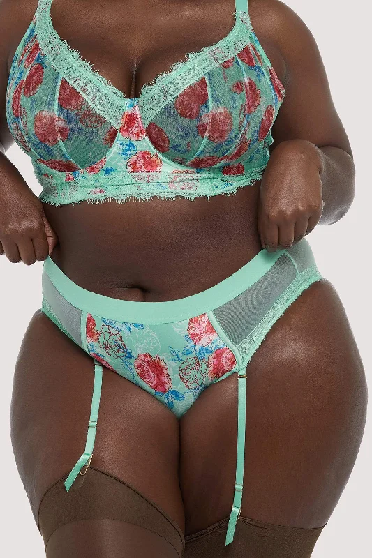Strapless bras for wearing with strapless tops and dresses​ Felicity Hayward Sabey Mint Floral High Waist Curve Brief