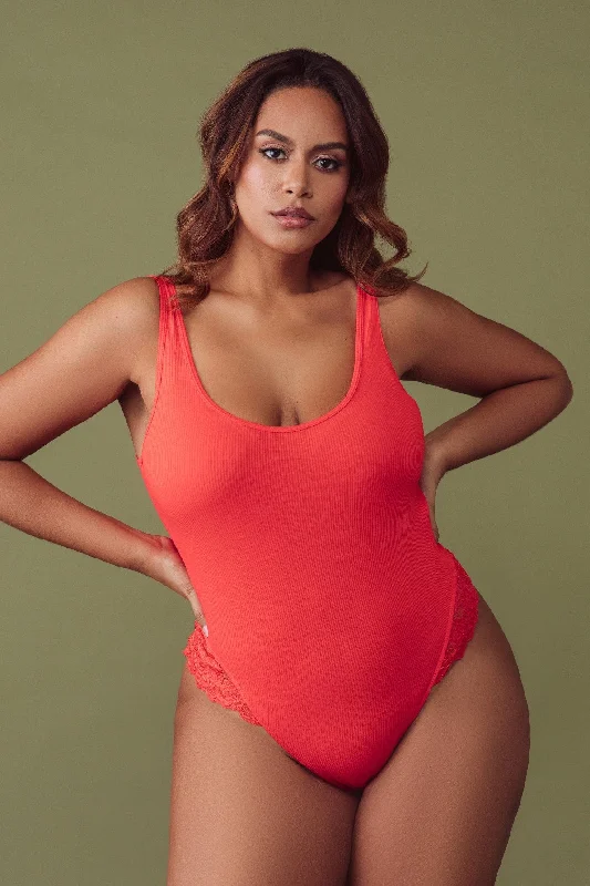 Bra with a plus - size front - closure for easy access​ Tigerlilly Orange Bodysuit
