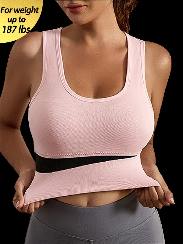Polyester bras with moisture - wicking properties​ Women's Sports Wire-free Racerback Yoga Bra