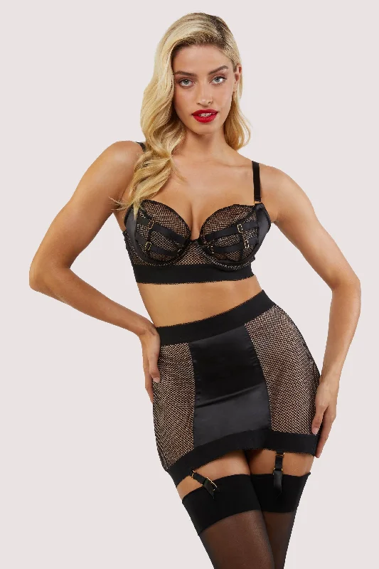Bra with a wire - free band for a more comfortable underbust area​ Vidal Black Fishnet Suspender
